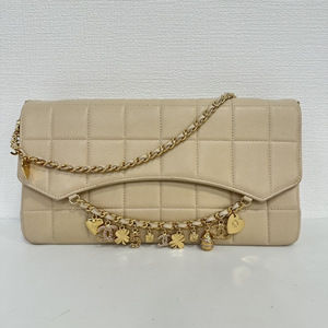 Lambskin Chocolate Bar Charm Single Flap Bag Vintage
